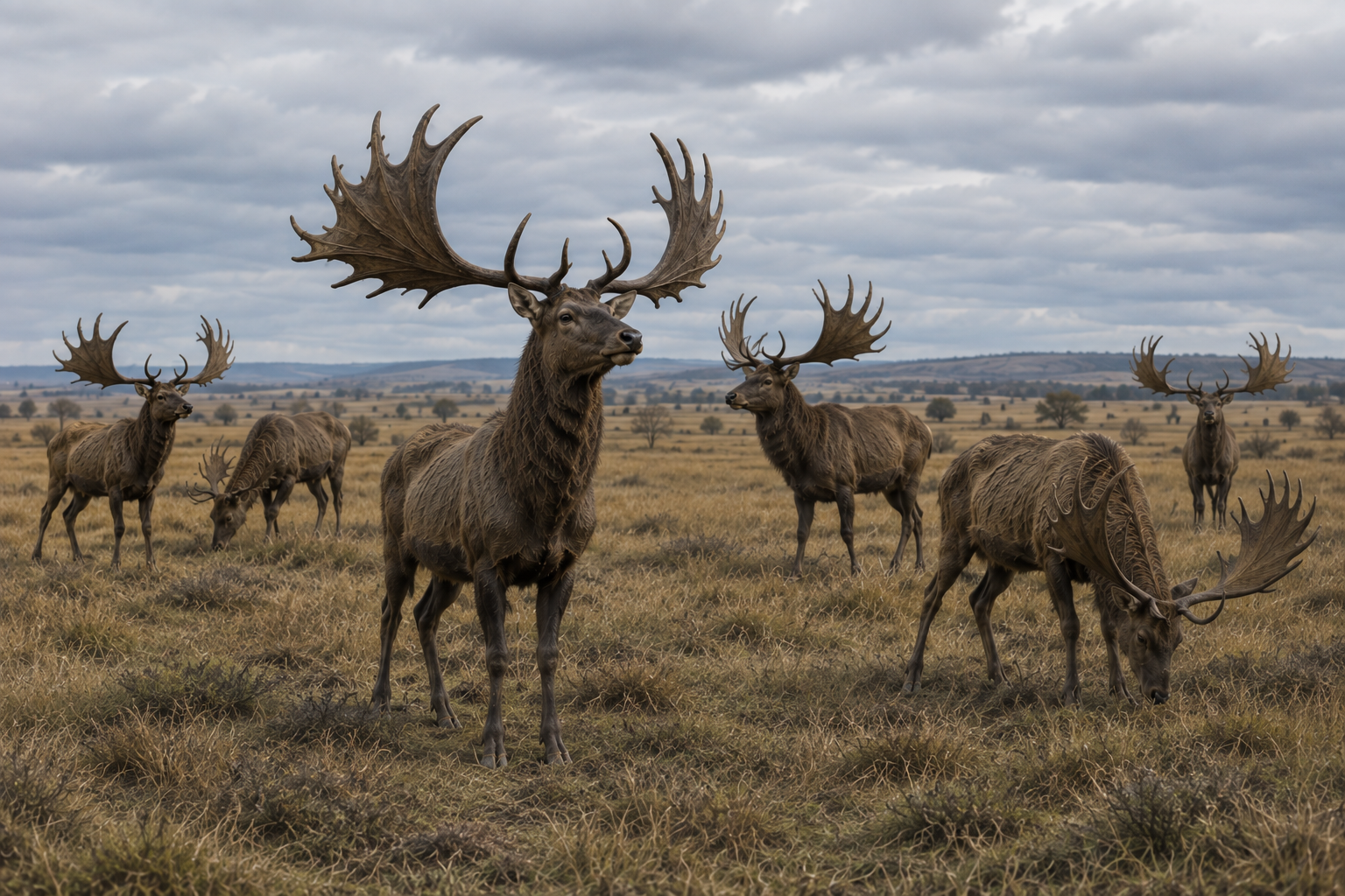 Manada de megaloceros en su hábitat natural